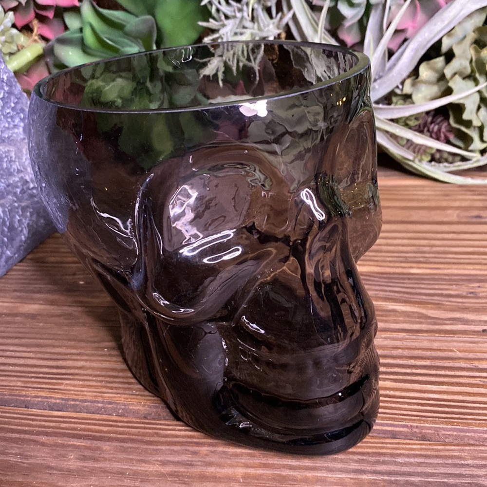 Pottery Barn Blown Soda Lime Glass Ombré Effect Large Skull Ice Bucket 💀 - Picture 11 of 16